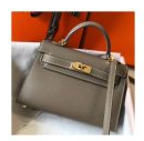 621428989 Kelly Mini II Bag In Taupe Grey Epsom Leather GHW