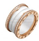 202525470 4-Band Ring Rose Gold and White Ceramic with Pave Diamonds